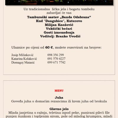 29. Lička večer u Zagrebu 11.travnja