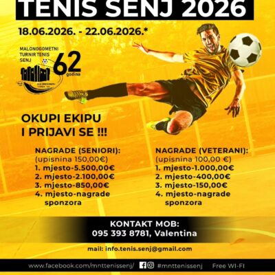Otvorene prijave za Malonogometni turnir Tenis Senj 2026: Očekuje se spektakl na 62. izdanju turnira