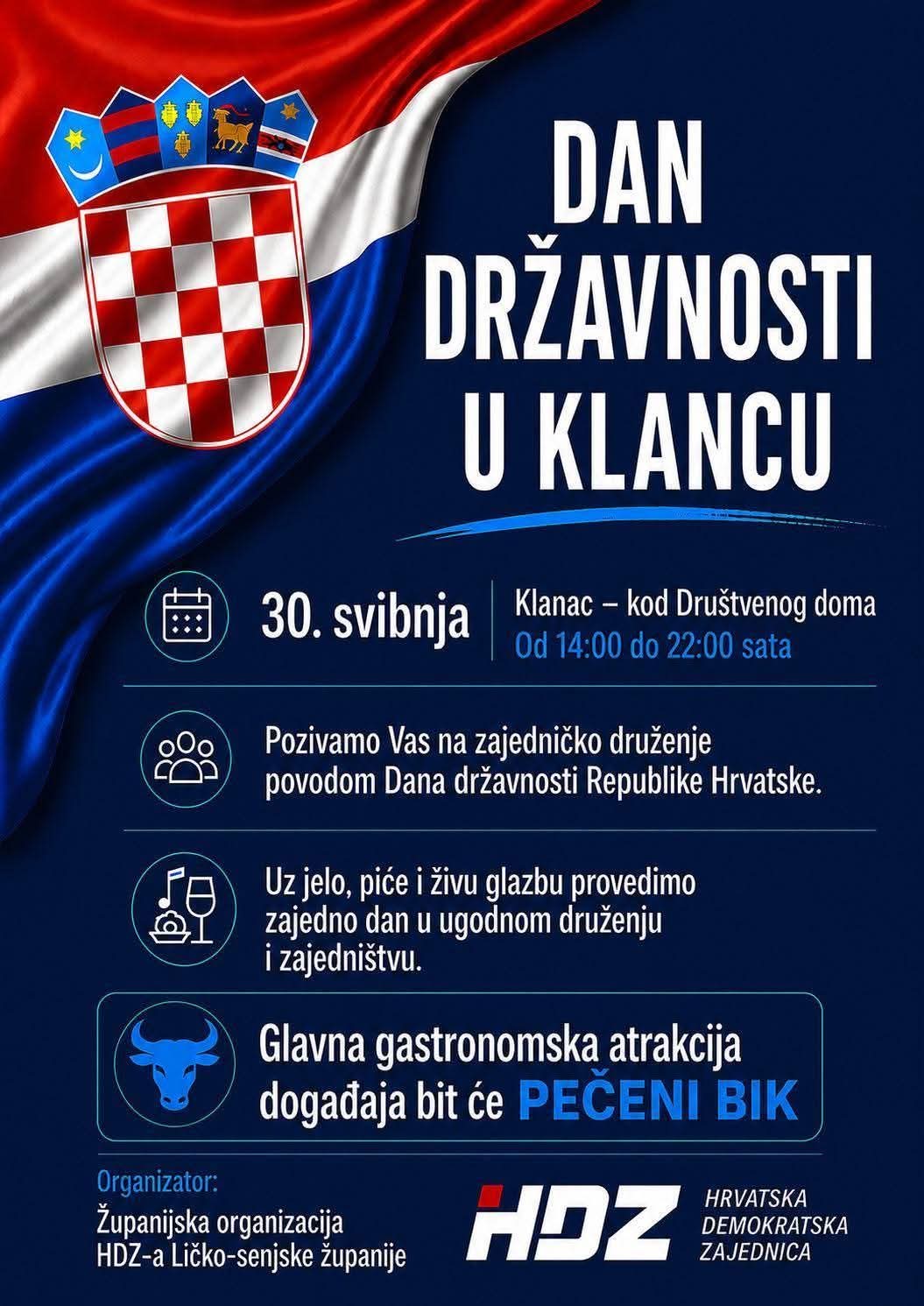 HDZ u Klancu za Dan državnosti peče bika